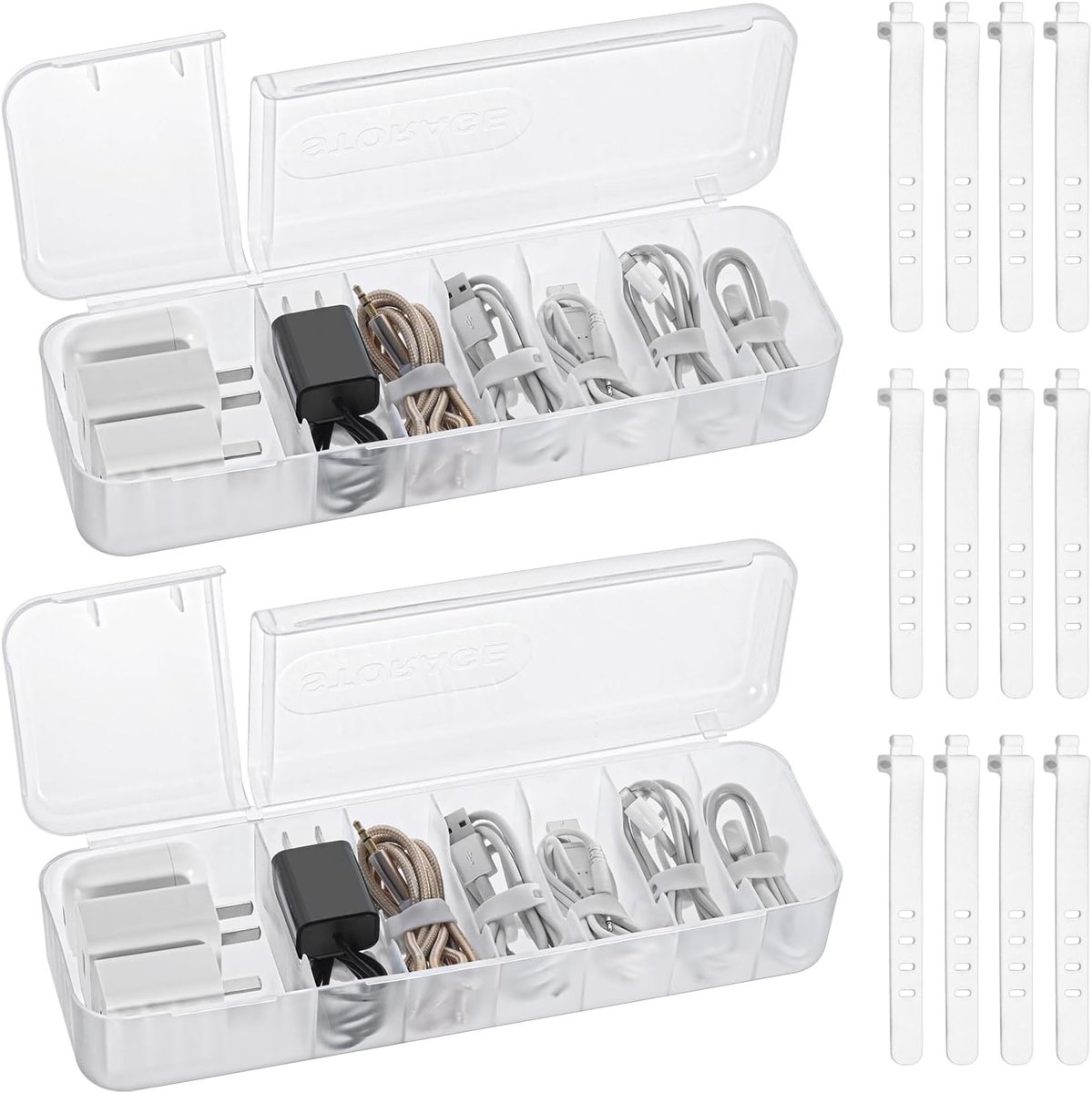 Kabelorganizer box - 2 stuks - transparant - praktische kabelbescherming - voor thuis en kantoor - ShopVlot