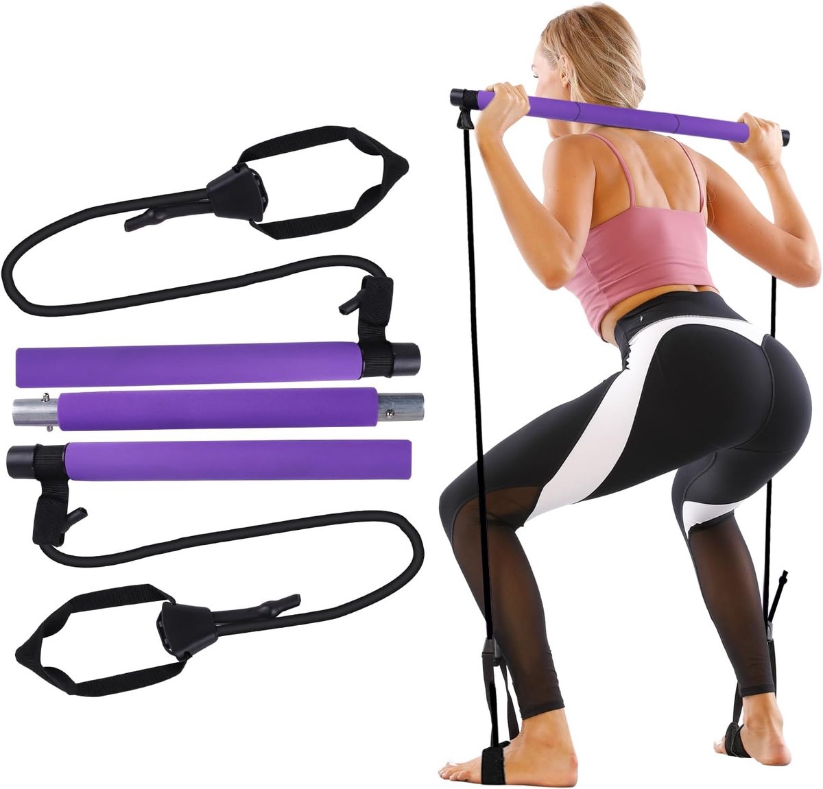 Pilates Stick Kit - verstelbare weerstand - draagbare oefenstang - ideaal voor stretching en training - ShopVlot