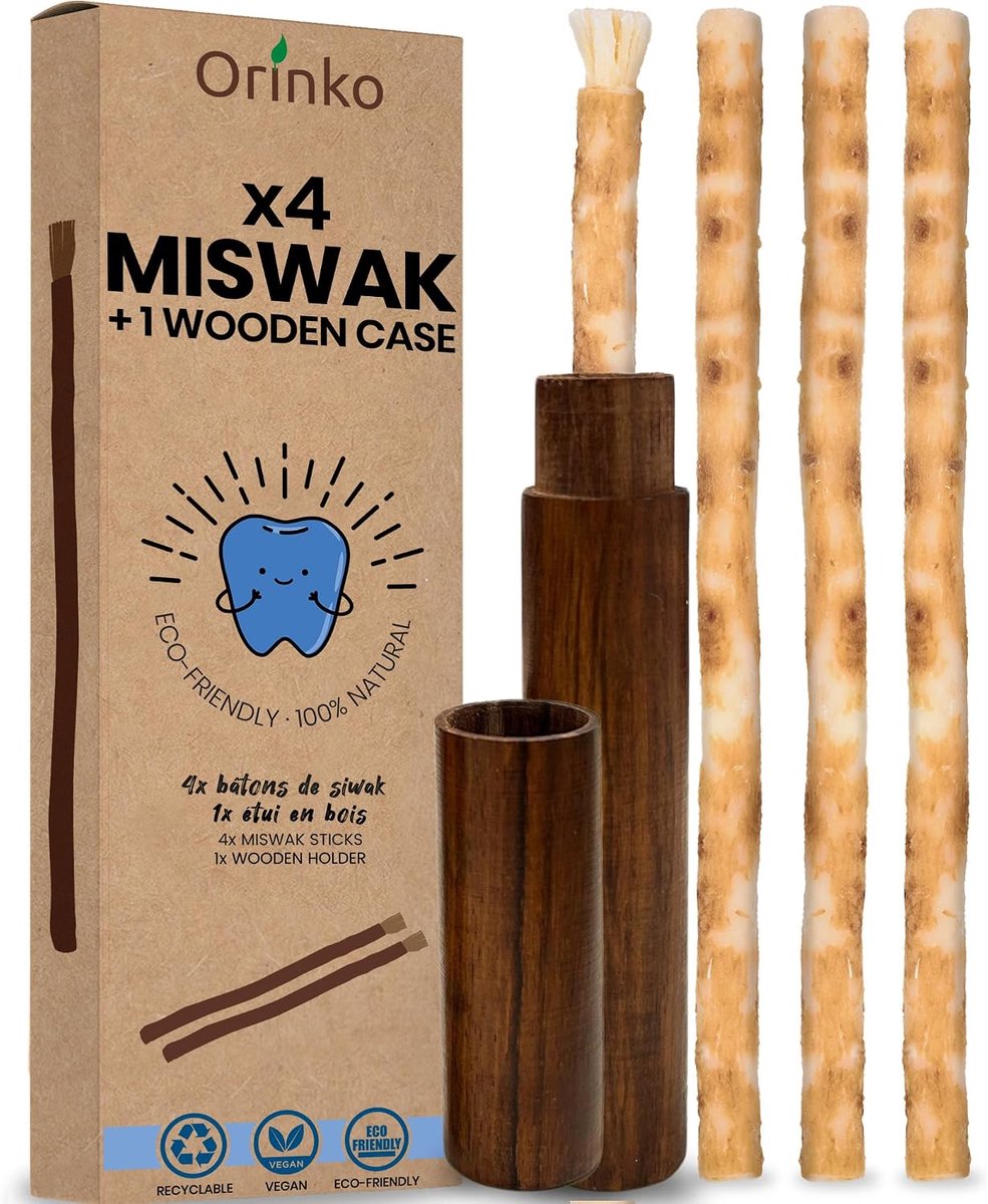 Miswak Sticks x4 - Natuurlijke Siwak Tandenborstels - Duurzaam en Plasticvrij - Voor Dagelijkse Mondverzorging - ShopVlot