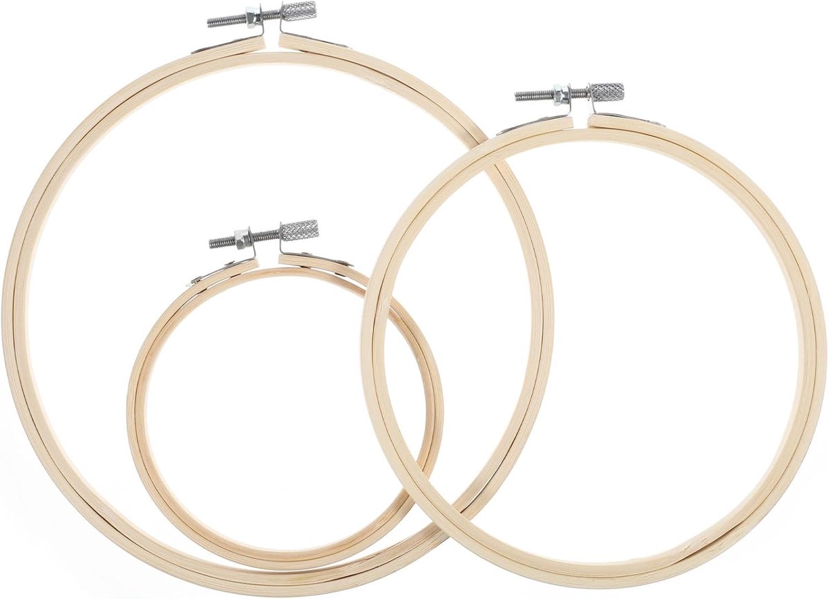 Borduurhoepels 3pcs - Ronde bamboe verstelbare cirkels - Duurzaam en lichtgewicht - Ideaal voor DIY kerstdecoraties - ShopVlot