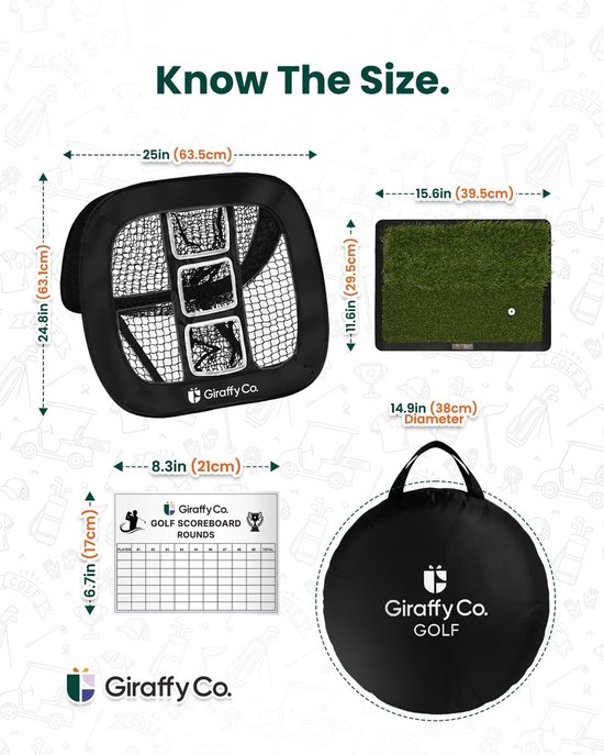 Golf Chipping Net Set - 3 Doelvakken - Oefenmat & Oefenballen - Pop-Up Oefennet - Voor Short Game Training van GOLF — afbeelding 2