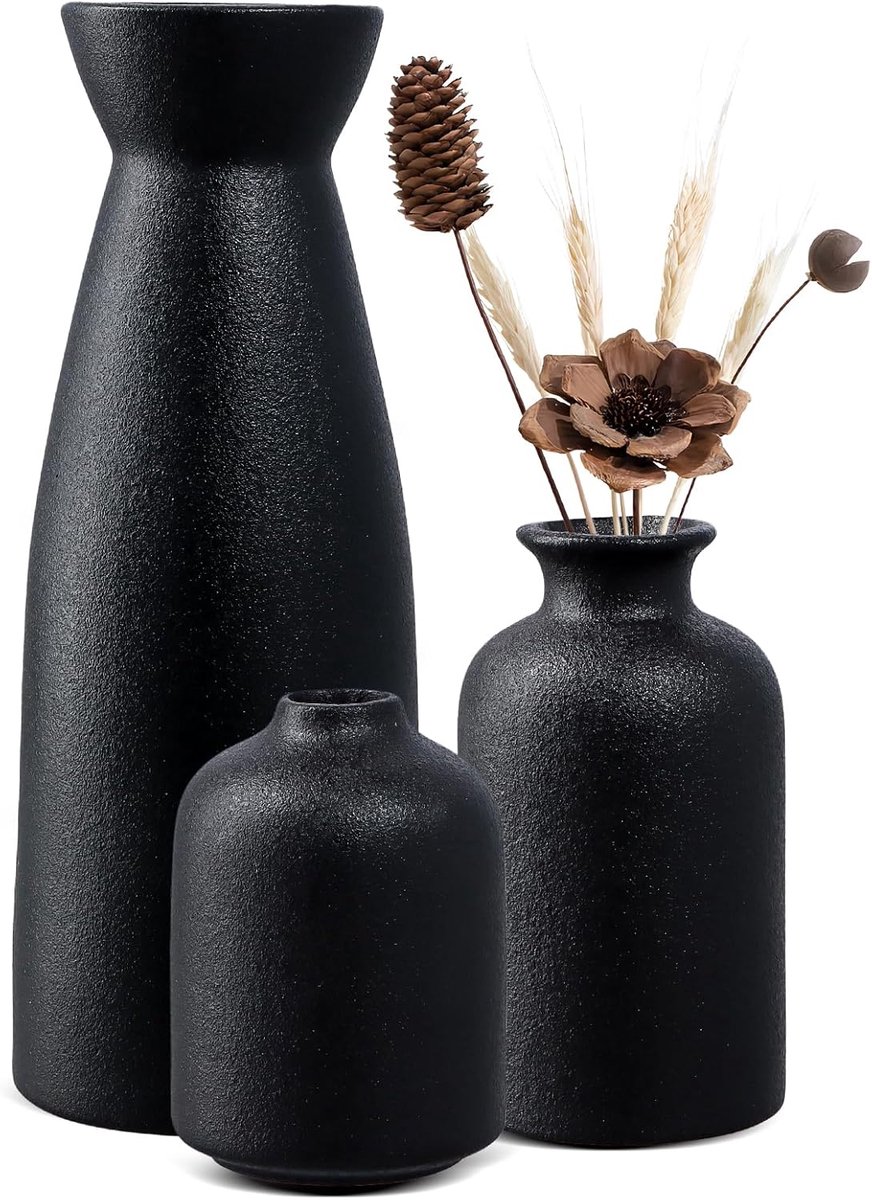 Vazen set 3-delig - Minimalistisch wit - Keramisch - Perfect voor bloemen en decoratie - ShopVlot