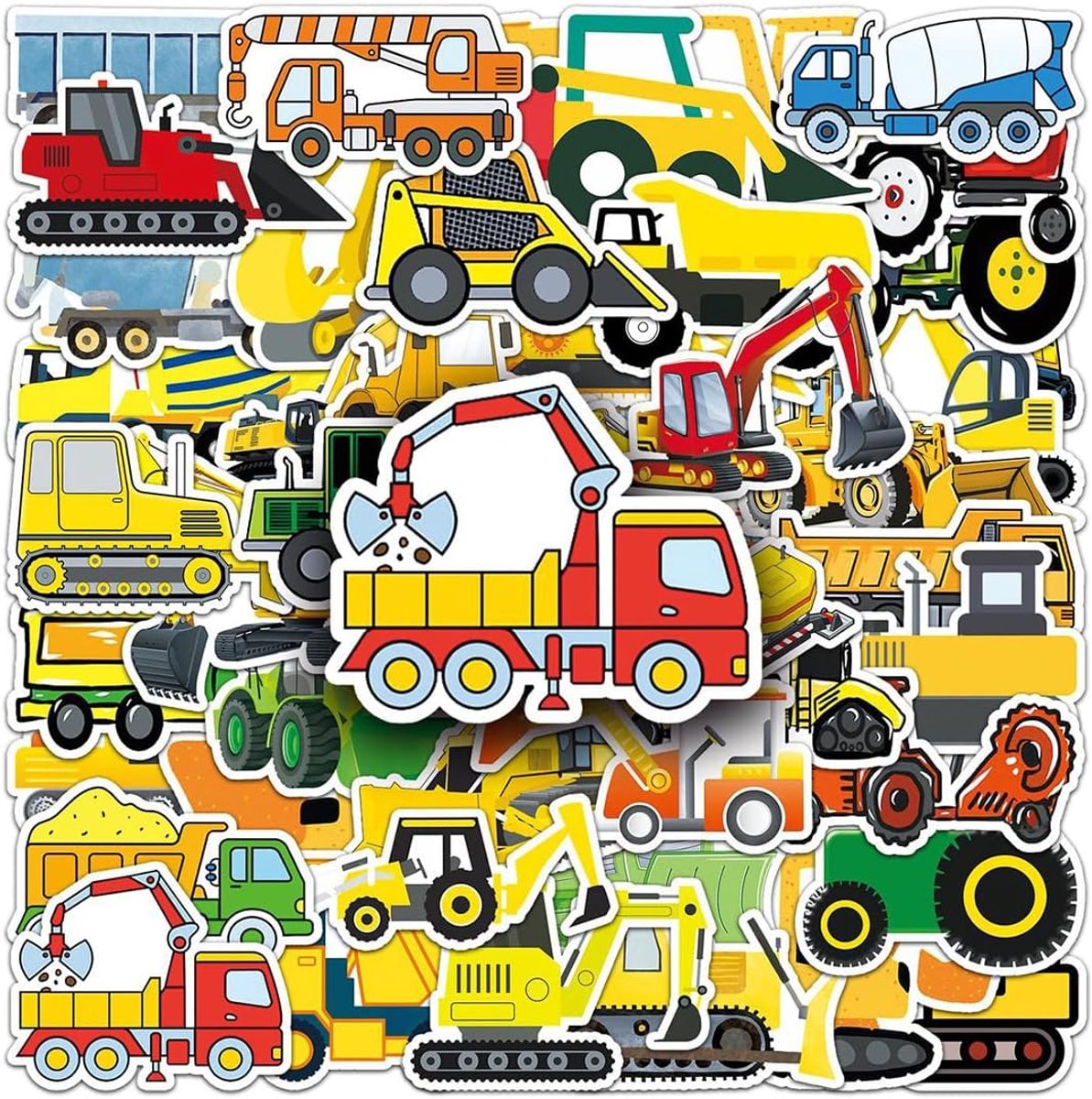 Stickerpakket 60 Excavator Stickers - Waterdicht - Leuk voor kinderen en volwassenen - Versierd je spullen - ShopVlot