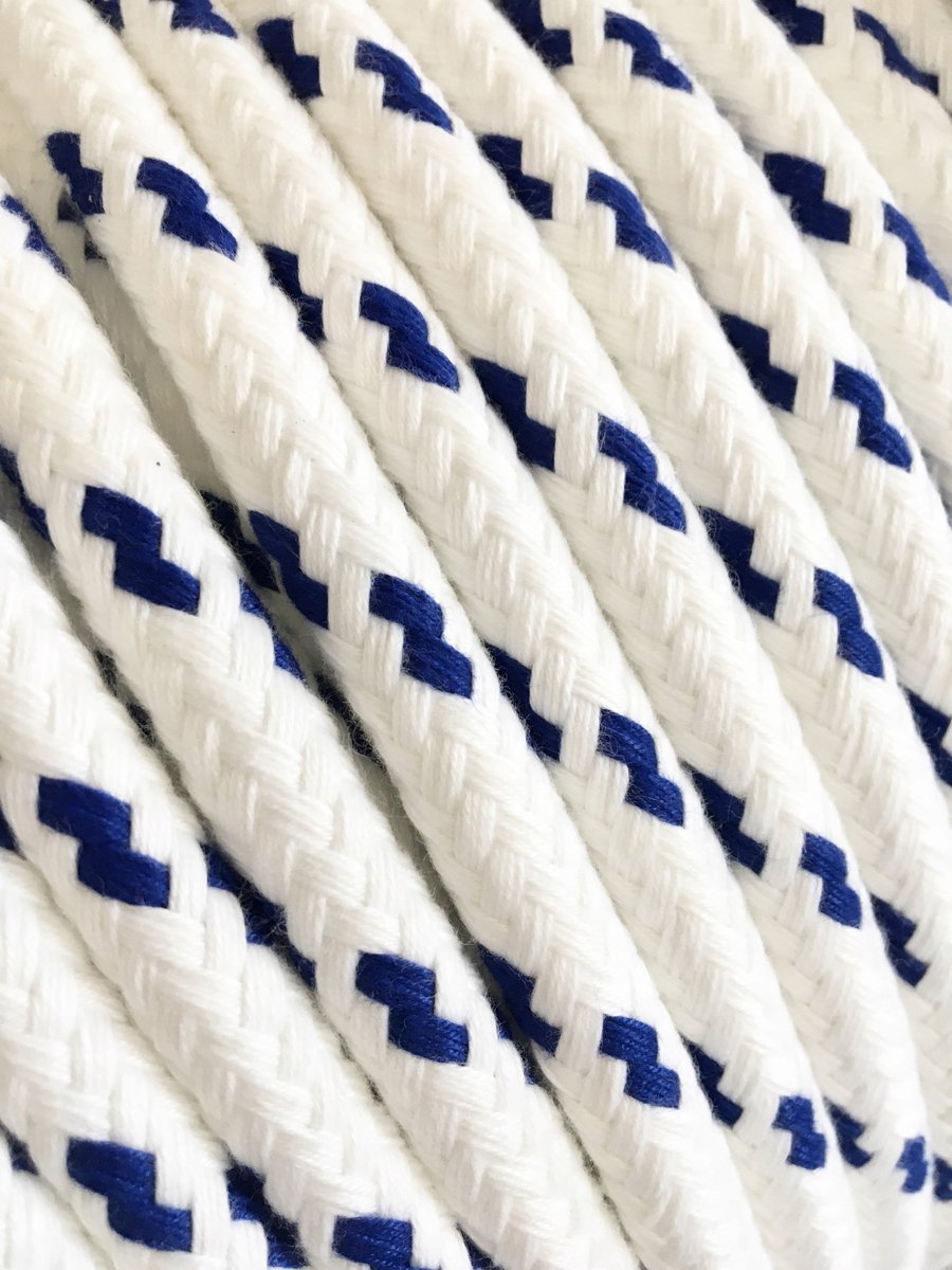 Merkloze 14mm Polyester Zeil Lijn - Wit met Blauwe Stippen