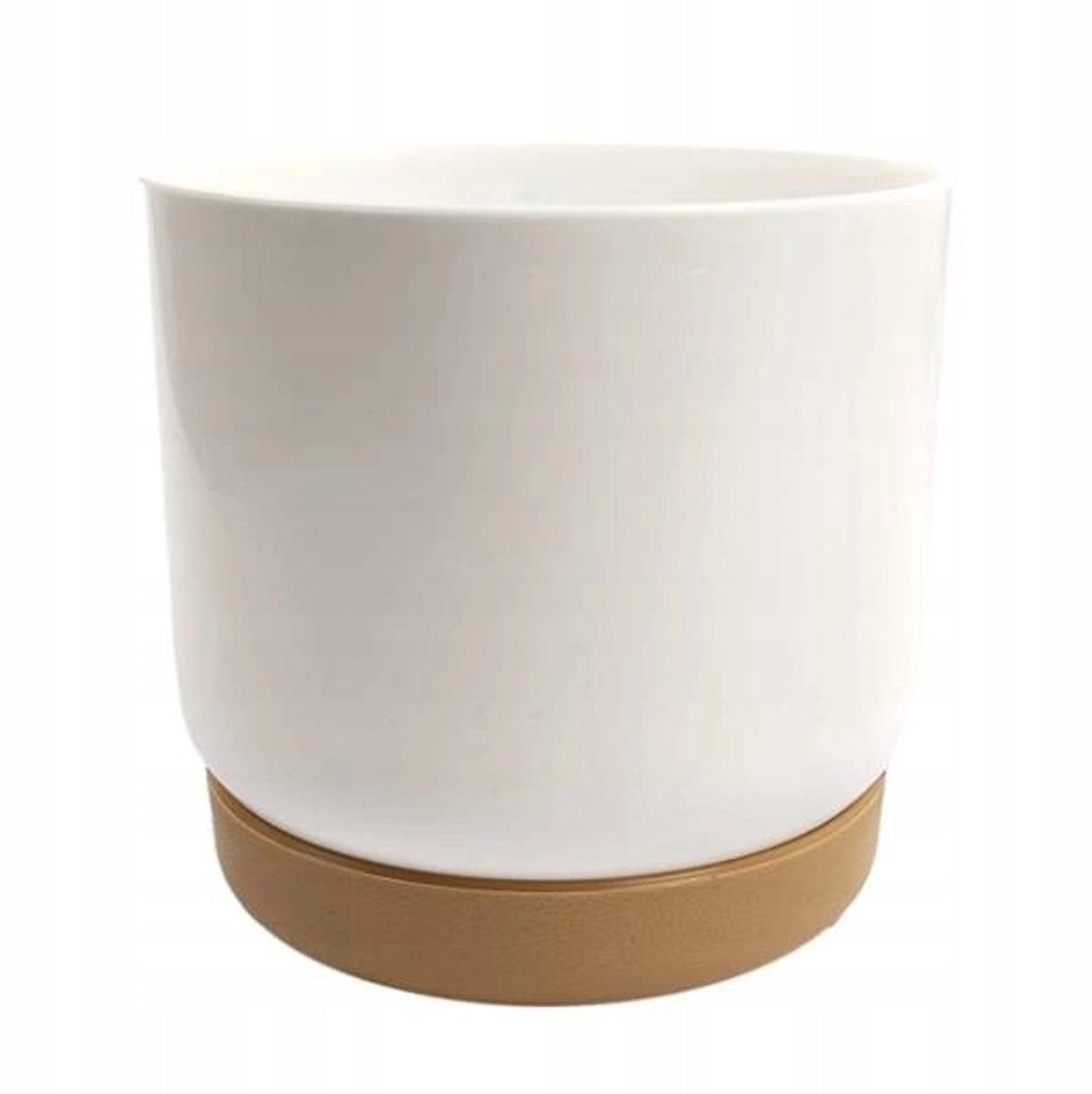 Witte Kunststof Pot met Schotel - 9 cm
