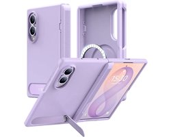 Coque magnétique TORRAS Ostand compatible avec Samsung Galaxy Z Fold 8 - Coque arrière hybride violette - Avec béquille - Compatible MagSafe - Plastique dur & TPU