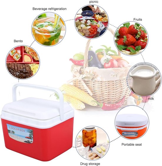 Geïsoleerde Draagbare Koelbox - Draagbare Koelbox 5L - Warm en Koel - Kunststof Koelbox - Gemakkelijk Schoon te Maken - Stevige Handgreep - Picknickkoelbox - Harde Koelbox - Grote Capaciteit - Geurloos - Blauw — afbeelding 5