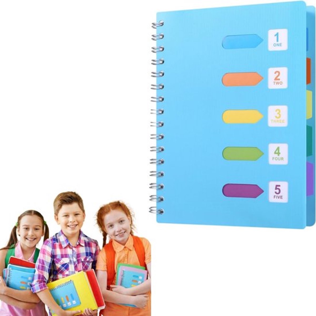 10 stuks - A5-notitieboek - Gelinieerd notitieboek - 240 pagina's dagboek - Flip-on notitieboek - 5 onderwerpen notitieboeken - Blauw - Voor het maken van aantekeningen - Geschikt voor kantoor, school