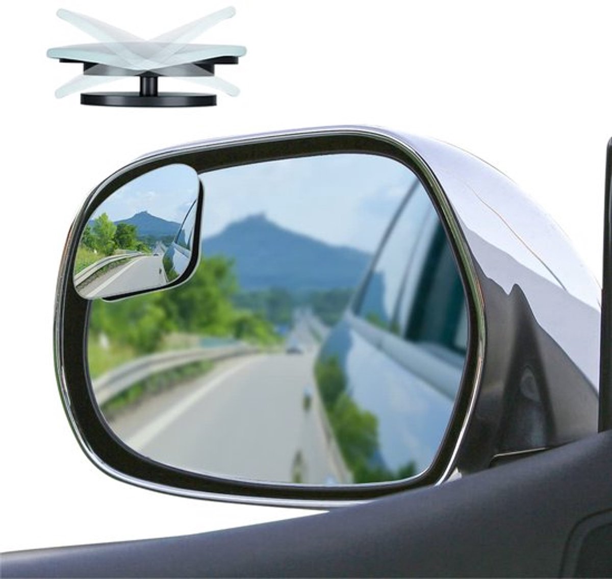 Dodehoekspiegel, 2 stuks, HD-glas, convex, verstelbare hoek, dode hoek, grote draaihoek voor de dode hoek, voor SUV, vrachtwagen, voertuig (ventilator)