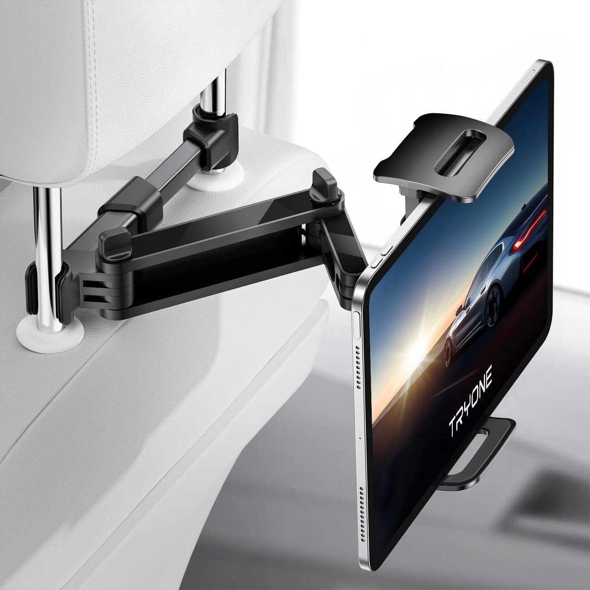 Tablethouder voor Auto - Verstelbare Hoofdsteunbeugel - voor iPad, iPhone, Samsung Galaxy, Kindle, Switch - 4.7-11 Inch - Zwart - 1 Stuk