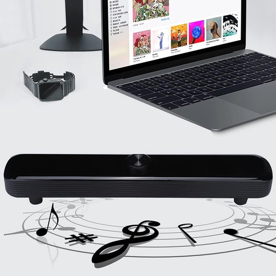 Mini Soundbar - PC Speaker - Muziek Luisteren - Dubbele Subwoofer - 42 cm - Zwart van MINI — afbeelding 4