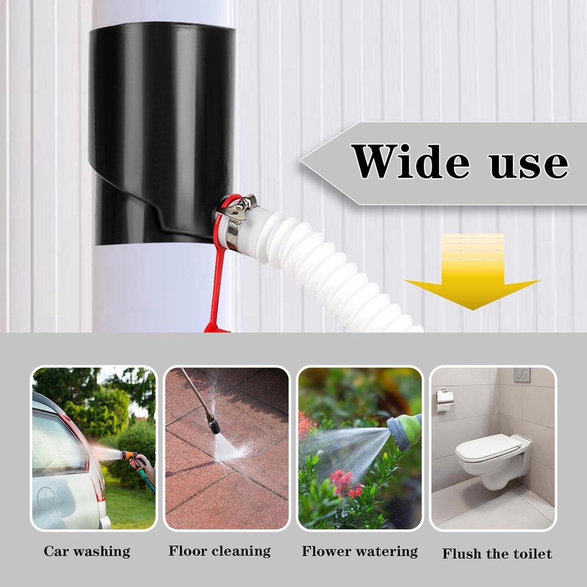Regenton Diverter Set - Regenwater Opvangsysteem - Tuin Water Geven - Lekvrij UV-bestendig - 10 cm - Zwart