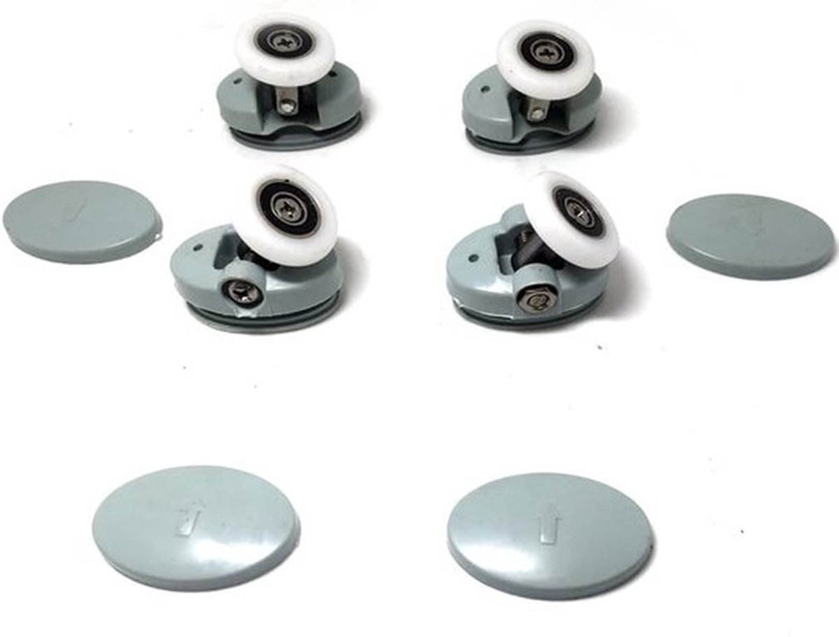 Set van 8 enkele douchedeur rollers - 23mm diameter - duurzaam
