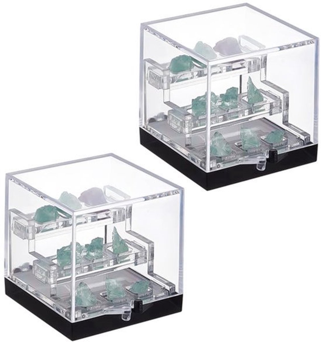 2 Stuks Vitrinekast 3-Lags - 52x52x52mm - Transparant Acryl voor Verzamelobjecten