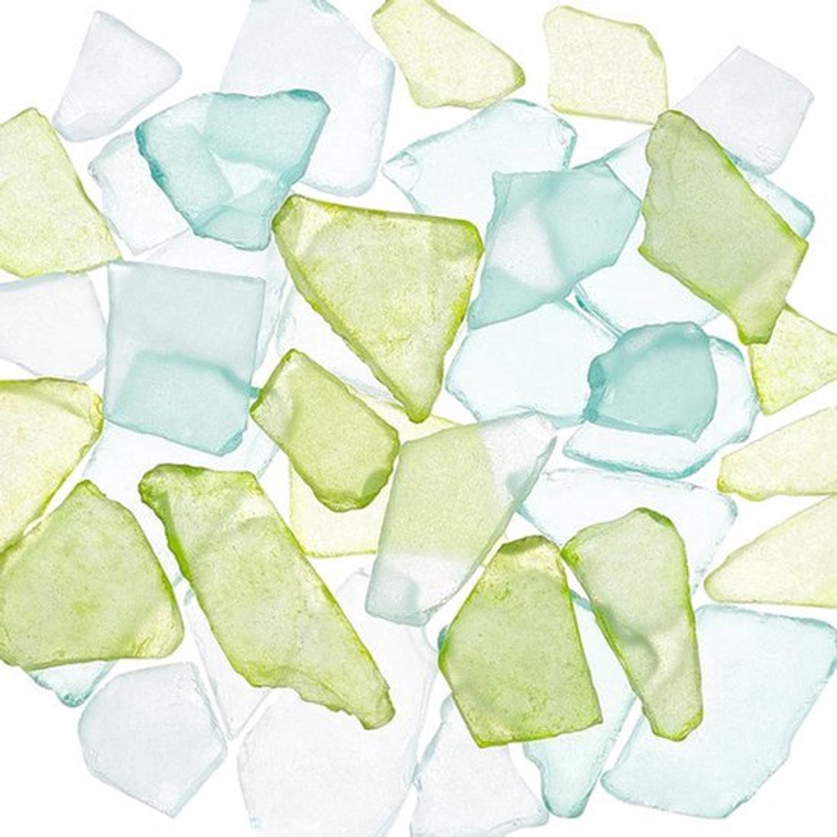 Sea Glass 45 Stuks - Tumbled Glasstukken in Blauw, Wit en Groen voor Vaasvulling en Decoratie