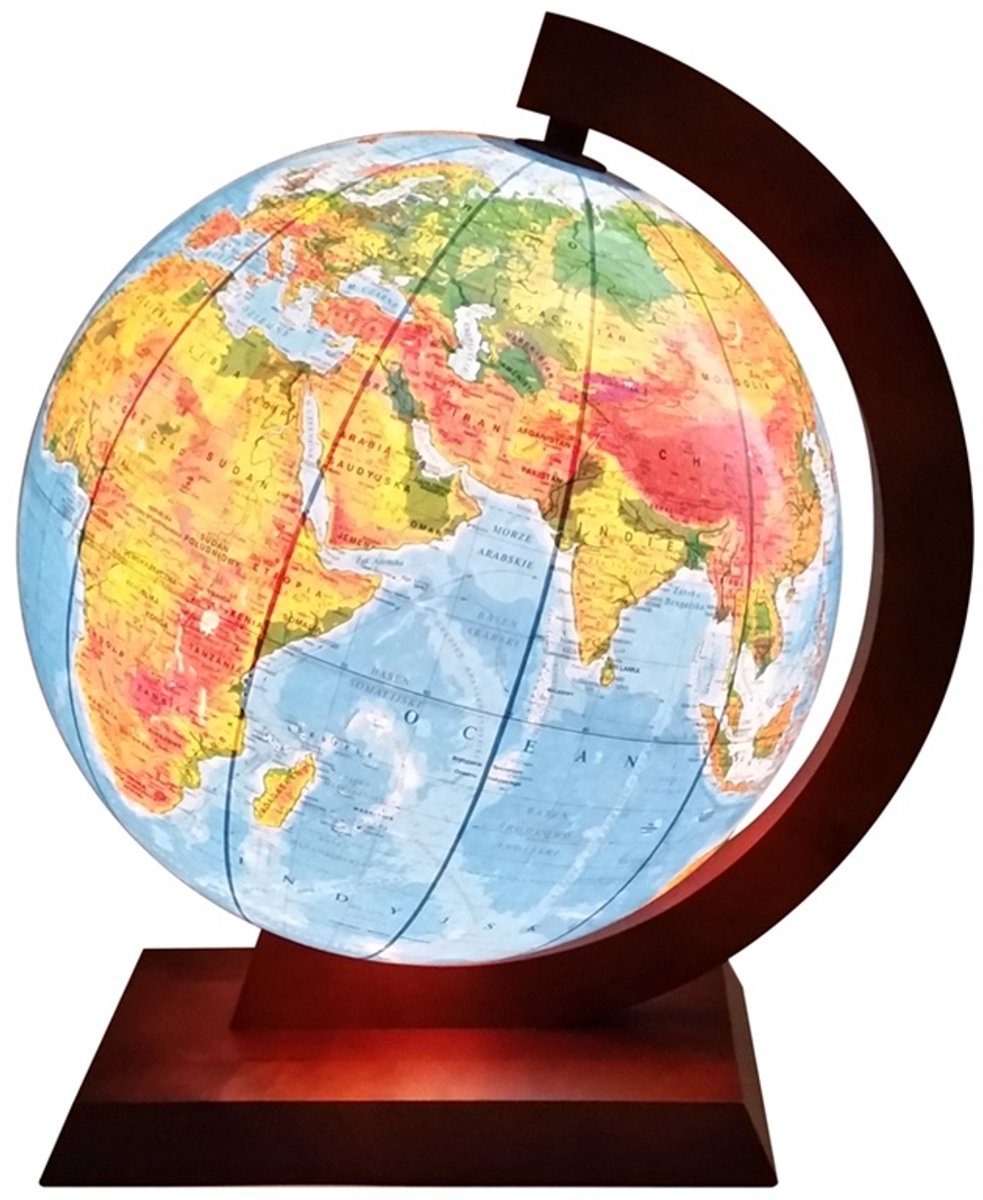 Verlichte Wereldbol 420 mm 2-in-1 houten frame met AR-app