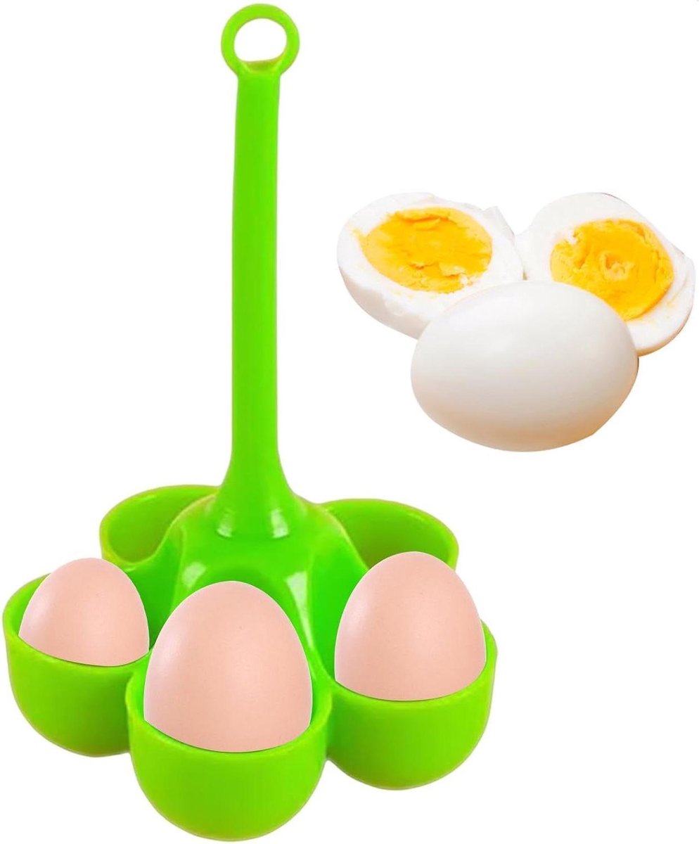 Silicone Eierhouder - Eierrek Stomer - Eieren Stomen - Anti-scald Handvat - 5 Eieren - Groen