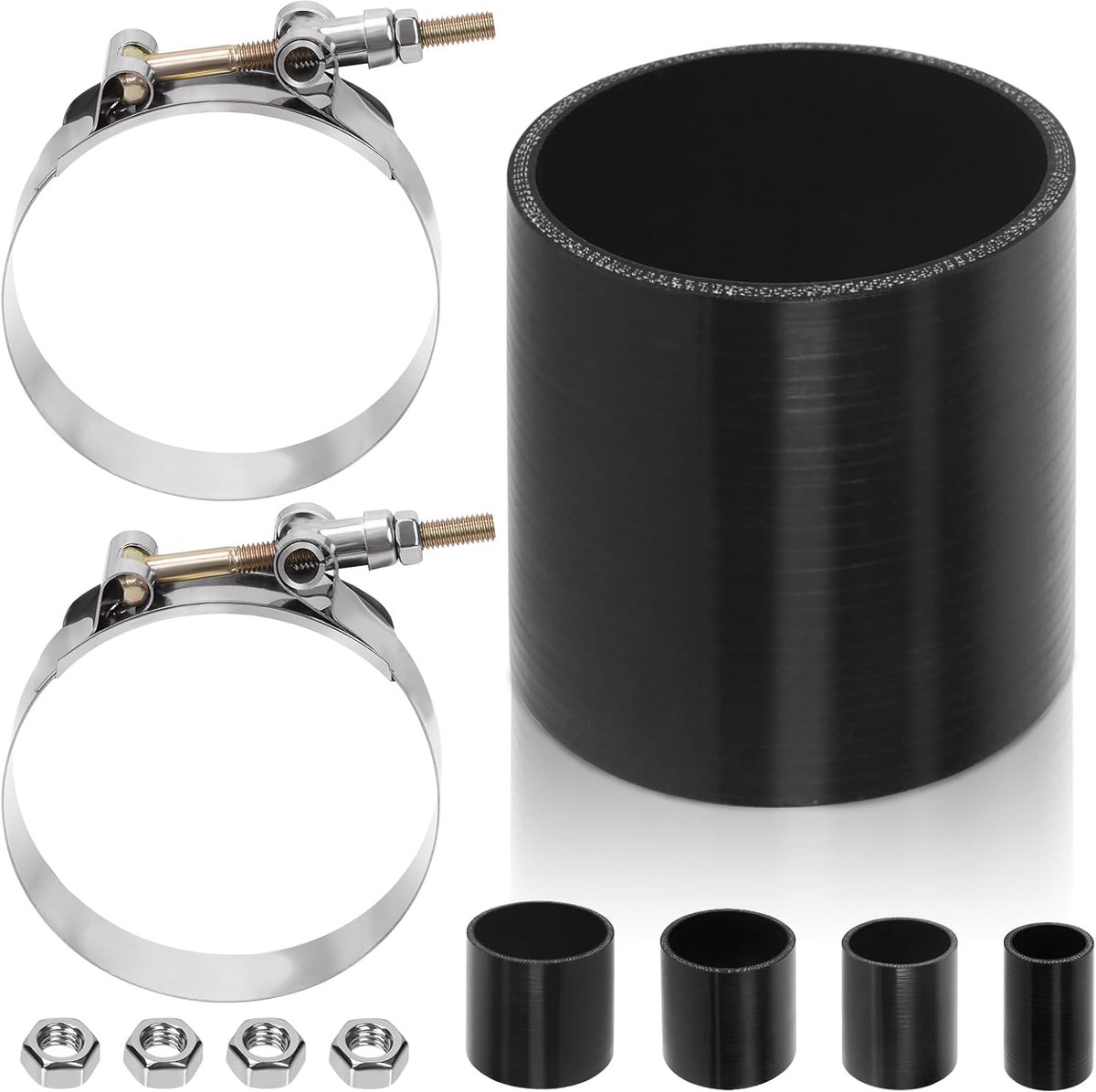 Siliconen slang set 3 inch - 4-laags versterkt - inclusief T-bolt klemmen - ideaal voor turbo inlaat - SnelShoppen