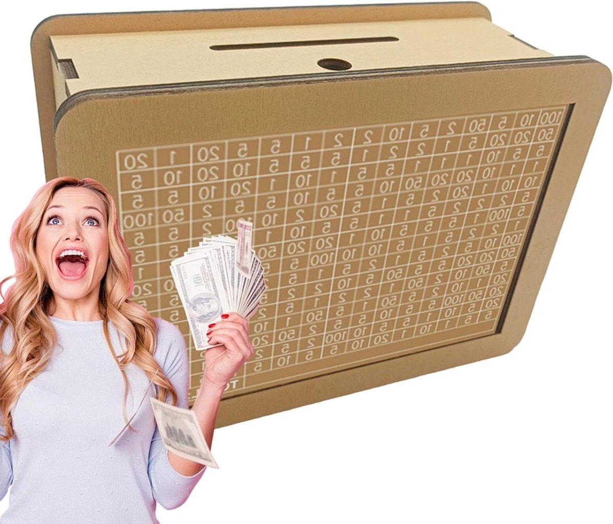 Houten Spaarpot - Spaarkist Geldkist - Geld Leren Beheren - Met Cijfers en Doelen - 3000 euro - Niet gespecificeerd