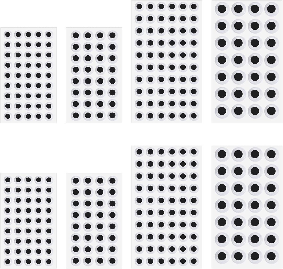 Wobbelogen Stickers 12 Bladen - Zelfklevend - Verscheidene Maten 8mm, 10mm, 12mm, 18mm - Perfect voor Knutselen - SnelShoppen