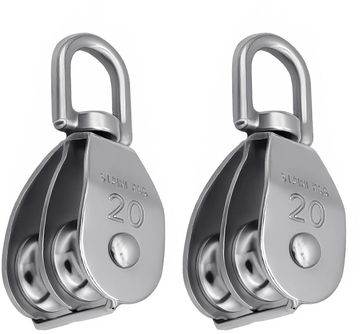Dubbele lierblok M20 - RVS - 75 kg draagkracht - Ideaal voor kabels tot 6mm - SnelShoppen