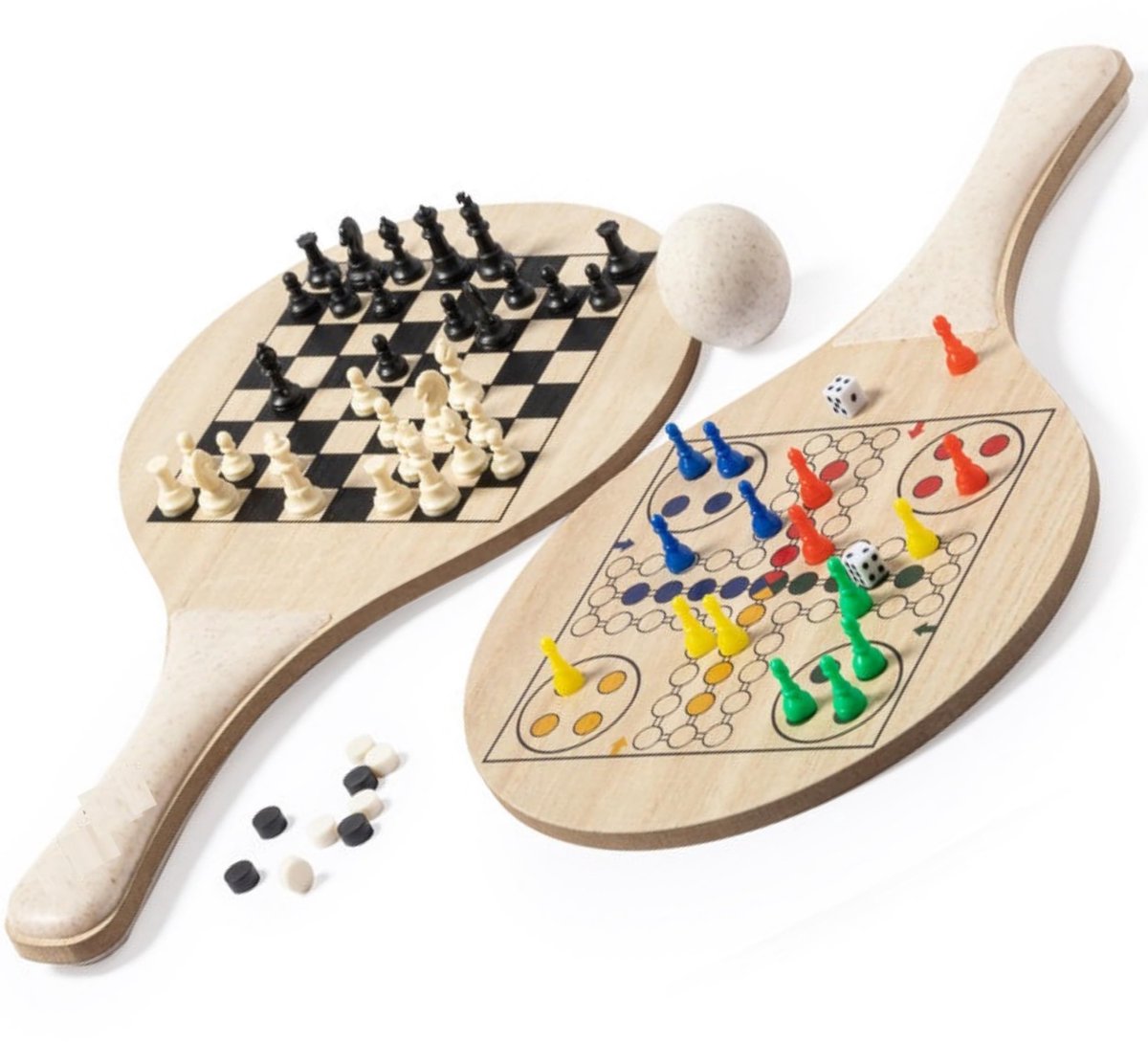 Beachtennis set - duurzame strandtennis rackets - met schaakspel en molen spel - plezier voor op het strand - ShopVlot