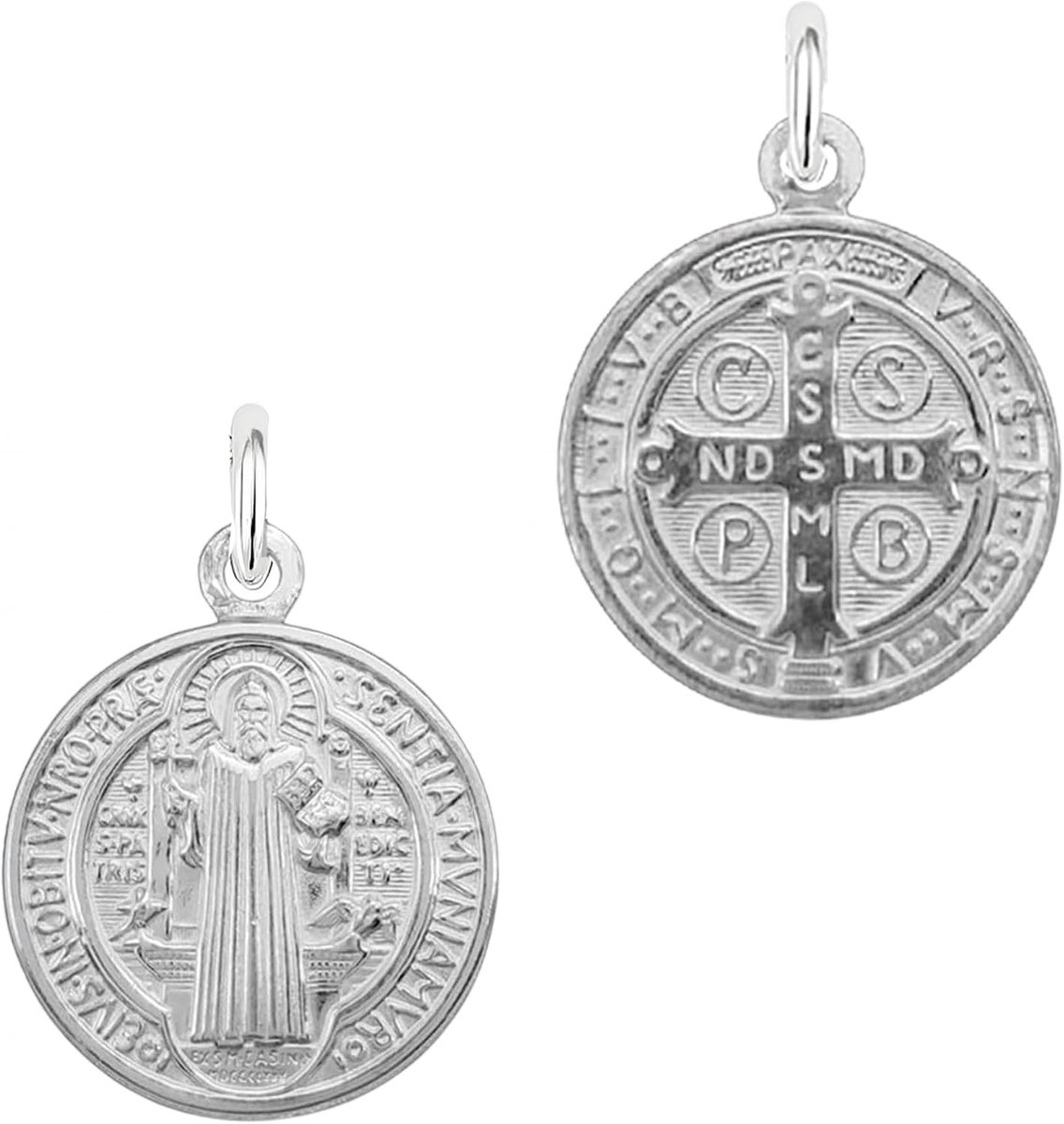 Medaille van Sint Benedictus 1,5 cm - 925 sterling zilver - kruis van kracht - beschermend sieraad - ShopVlot