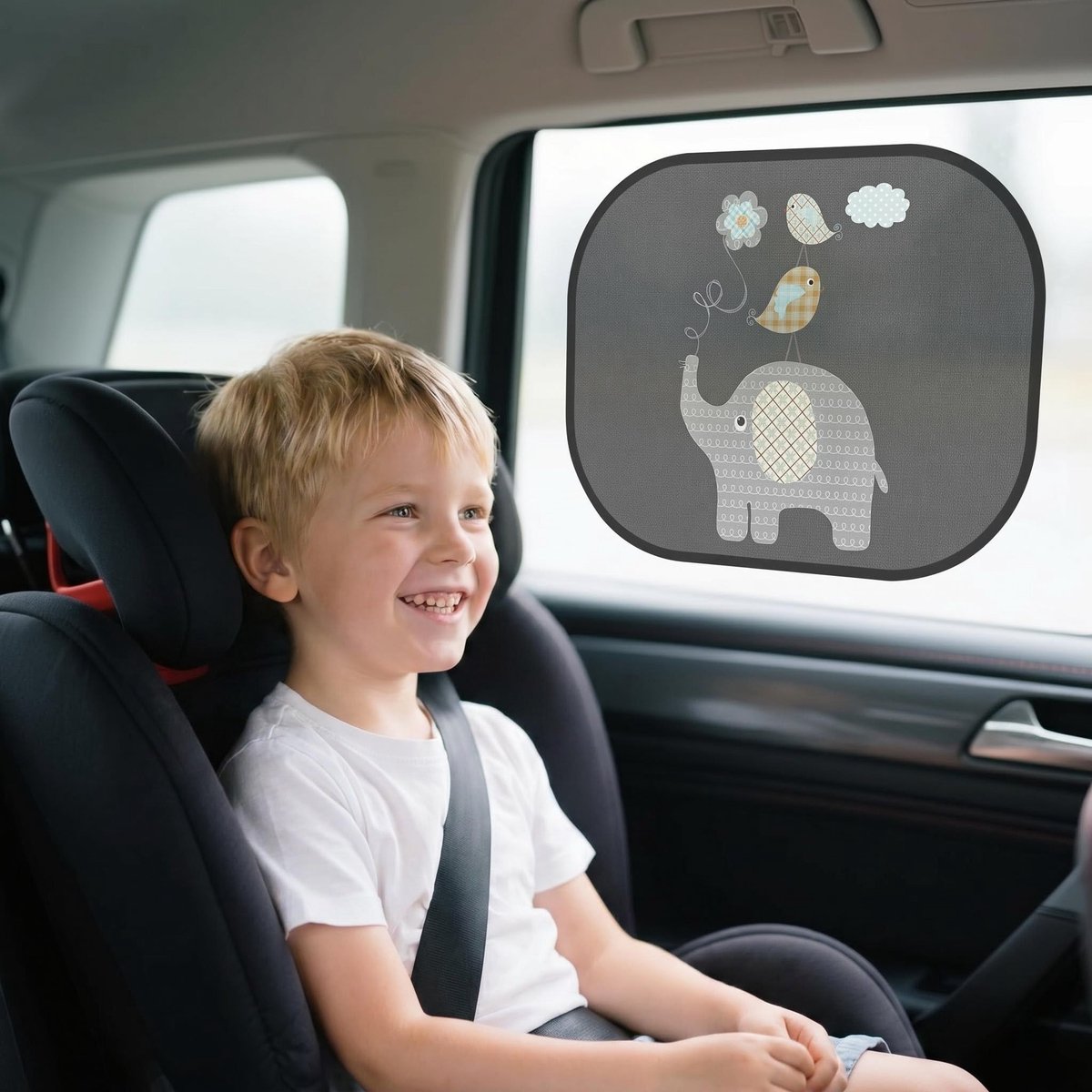 Zonwering voor de auto 44 x 36 cm - met UV-bescherming - schattige dieren - veilig en comfortabel voor kinderen - ShopVlot
