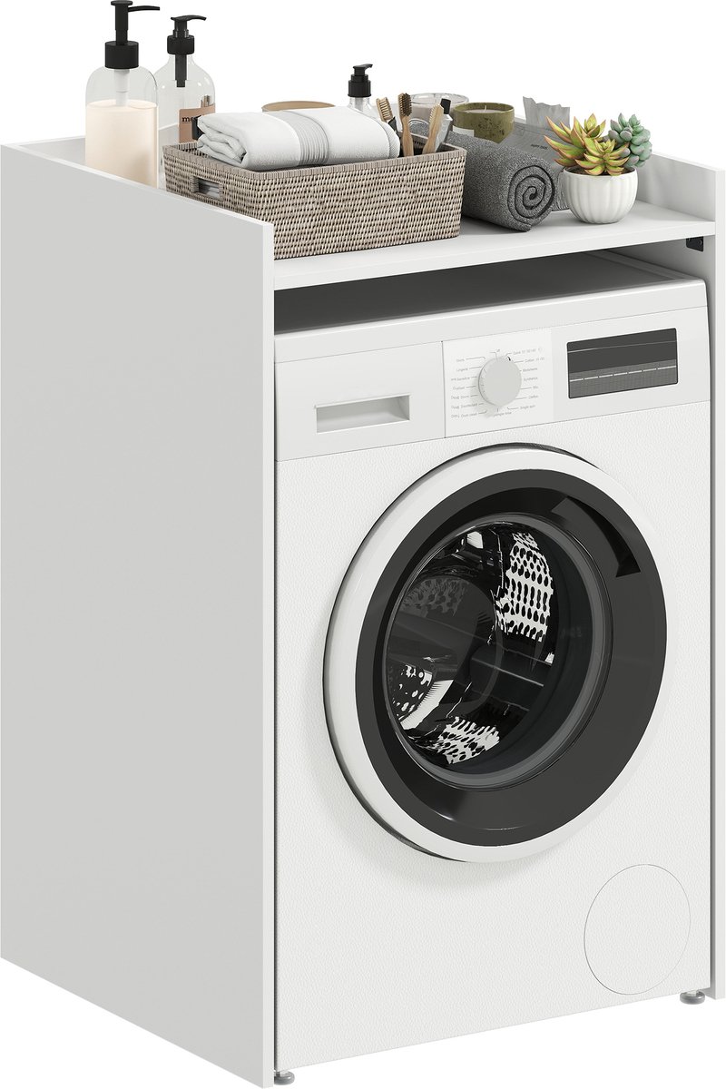 Sogiol® Wasmachinekast - Wasmachine Ombouwkast - Badkamerkast met Open Plank - Wit - 64 x 60 x 97,5 cm