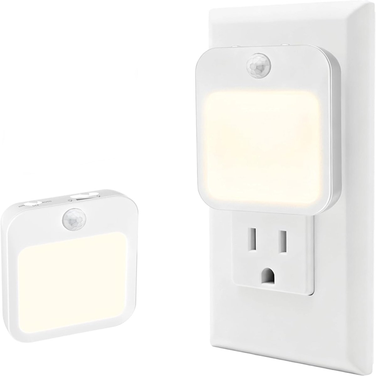 KZQ Plug-in LED nachtlampje met bewegingssensor - Dimbaar en automatisch aan/uit - Warm wit voor slaapkamer badkamer keuken en hal - Energiezuinig en kindvriendelijk - Wit