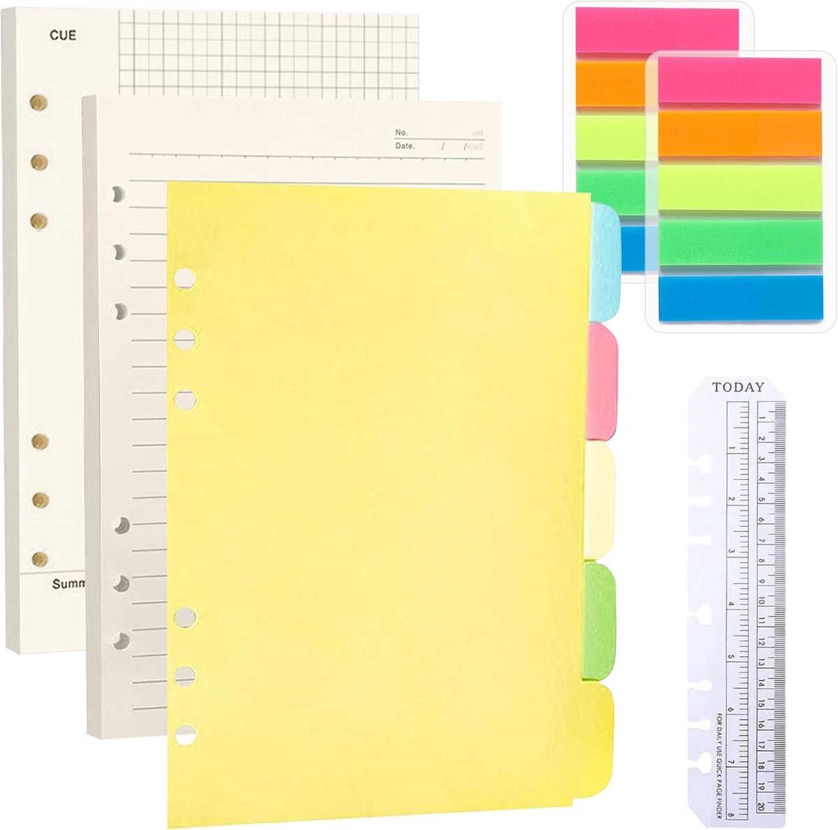 A5 vullingen 120 vellen - gelinieerd papier - met index tabs en liniaal - ideaal voor planners - ShopVlot