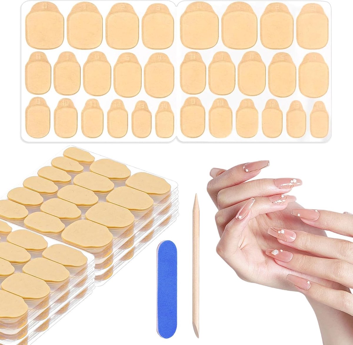 Nail Glue Tabs 600 Stuks - 15 Maten Transparante Plakstrips - Dubbelzijdige Jelly Stickers - ShopVlot