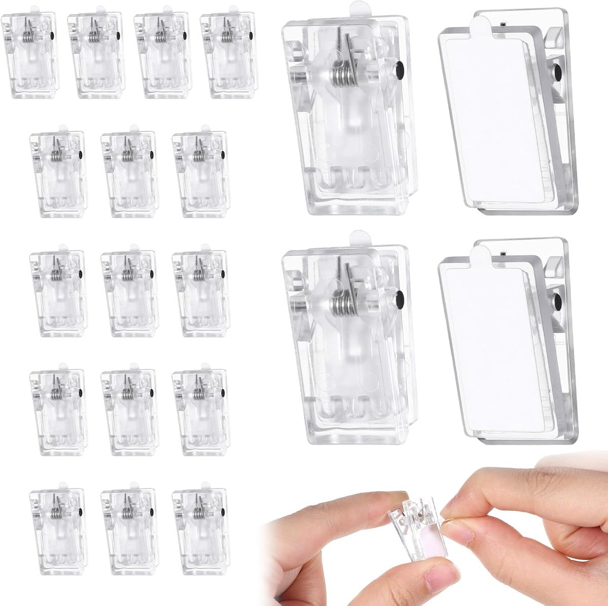 Plakclips 20 stuks - Transparante plastic clips - Zelfklevend - Ideaal voor foto’s en posters - ShopVlot