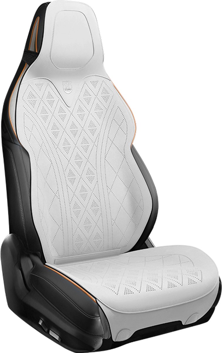 AIM Autostoelbeschermer – Luxe PU Imitatieleer Zit- en Rugkussen - Set van 2 – Peugeot 407 – Airbag Compatibel - M13 - Wit
