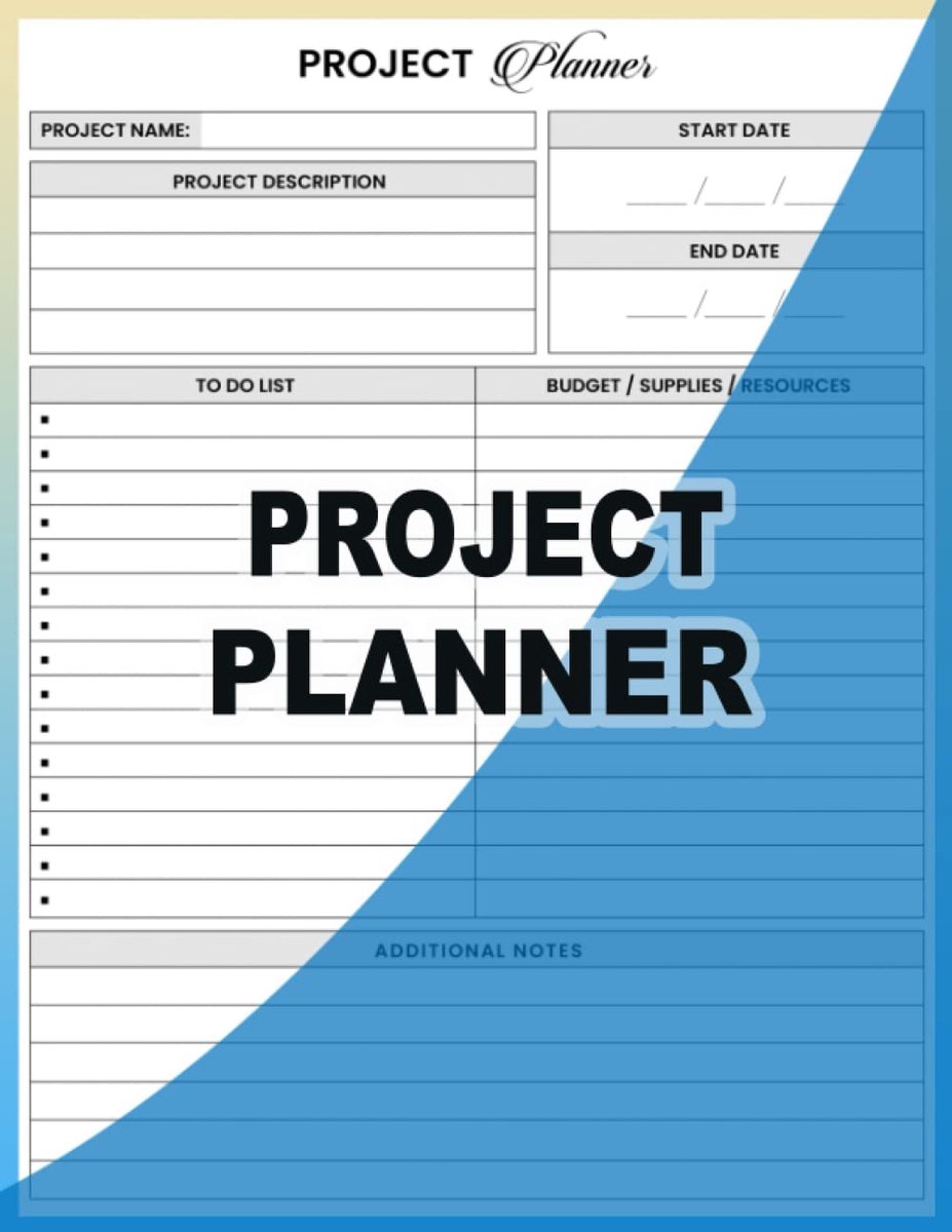 SnelShoppen - Project Planner: Projectmanagement Organizer met Checklist, Budget, Schetsruimte, Notities en Zonder Datums voor Werkplanning en Taakbeh