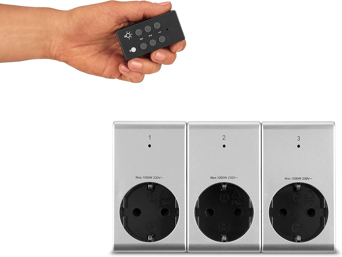 Draadloze stekkerdoos 3 sockets - Afstandsbediening - Tot 25 m bereik - Gemakkelijk bedienen - ShopVlot