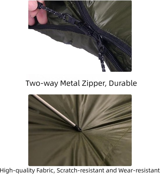 Slaapzak Volwassenen - Kampeerslaapzak Outdoor - Kamperen en Hiken - Waterdicht en Winddicht - 1500g - Grijs — afbeelding 2
