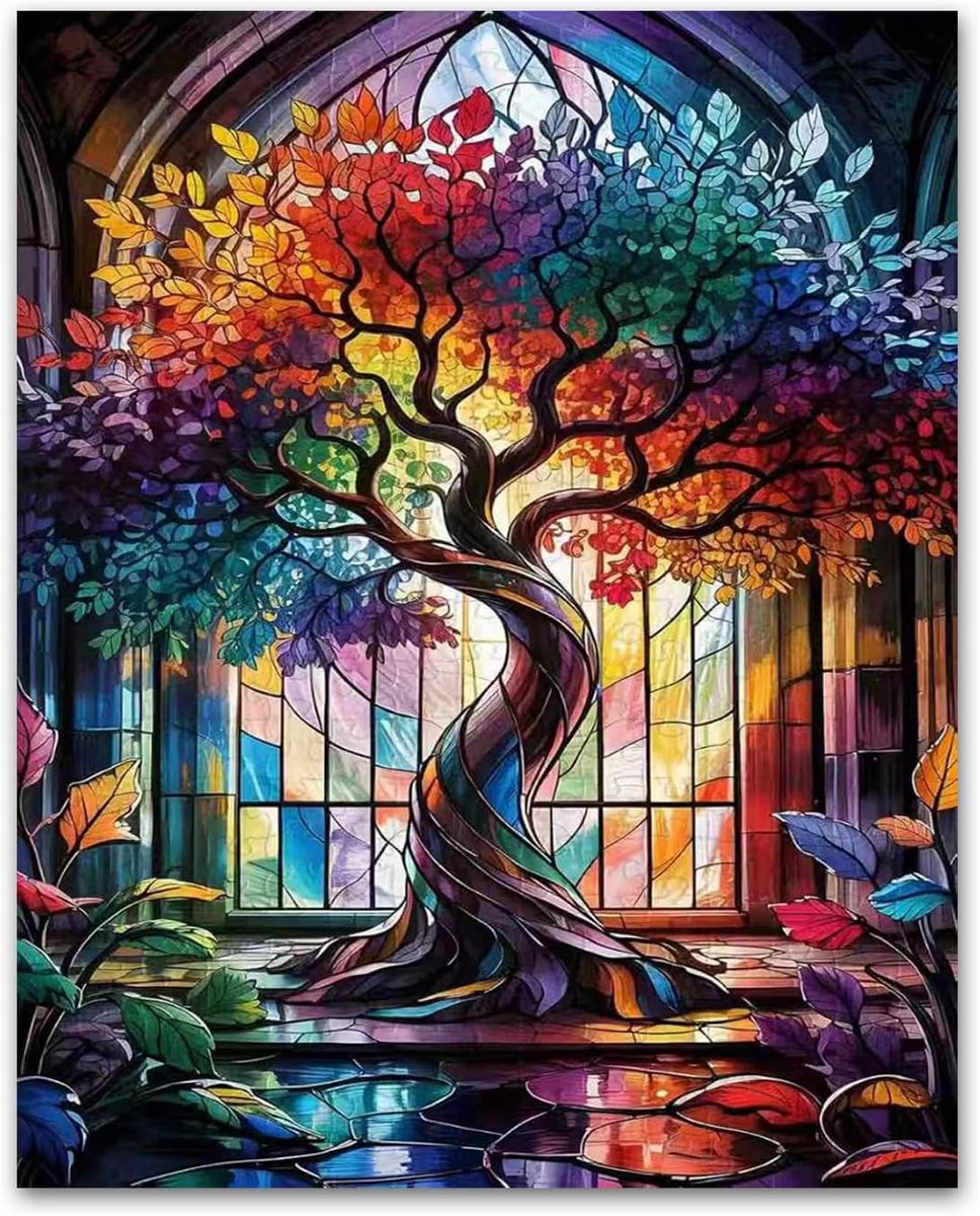 Schilderen op nummers 40 x 50 cm - Tree of Life schilderij - inclusief 3 penselen - ideaal voor thuisdecoratie - ShopVlot