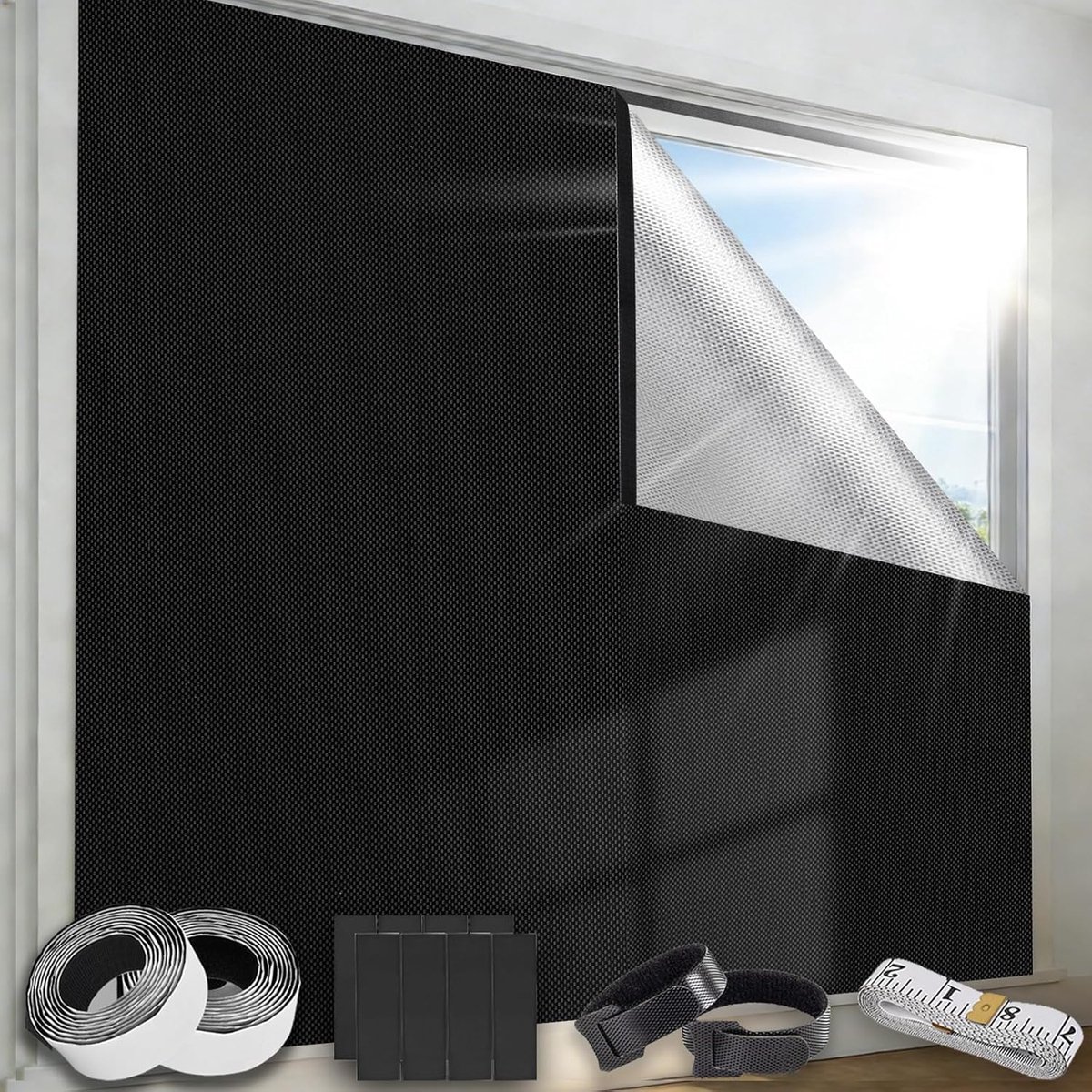 Rolgordijn 420D Blackout 145 x 100 cm - Oxfordstof - Zonder boren - Voor een rustige slaap - ShopVlot