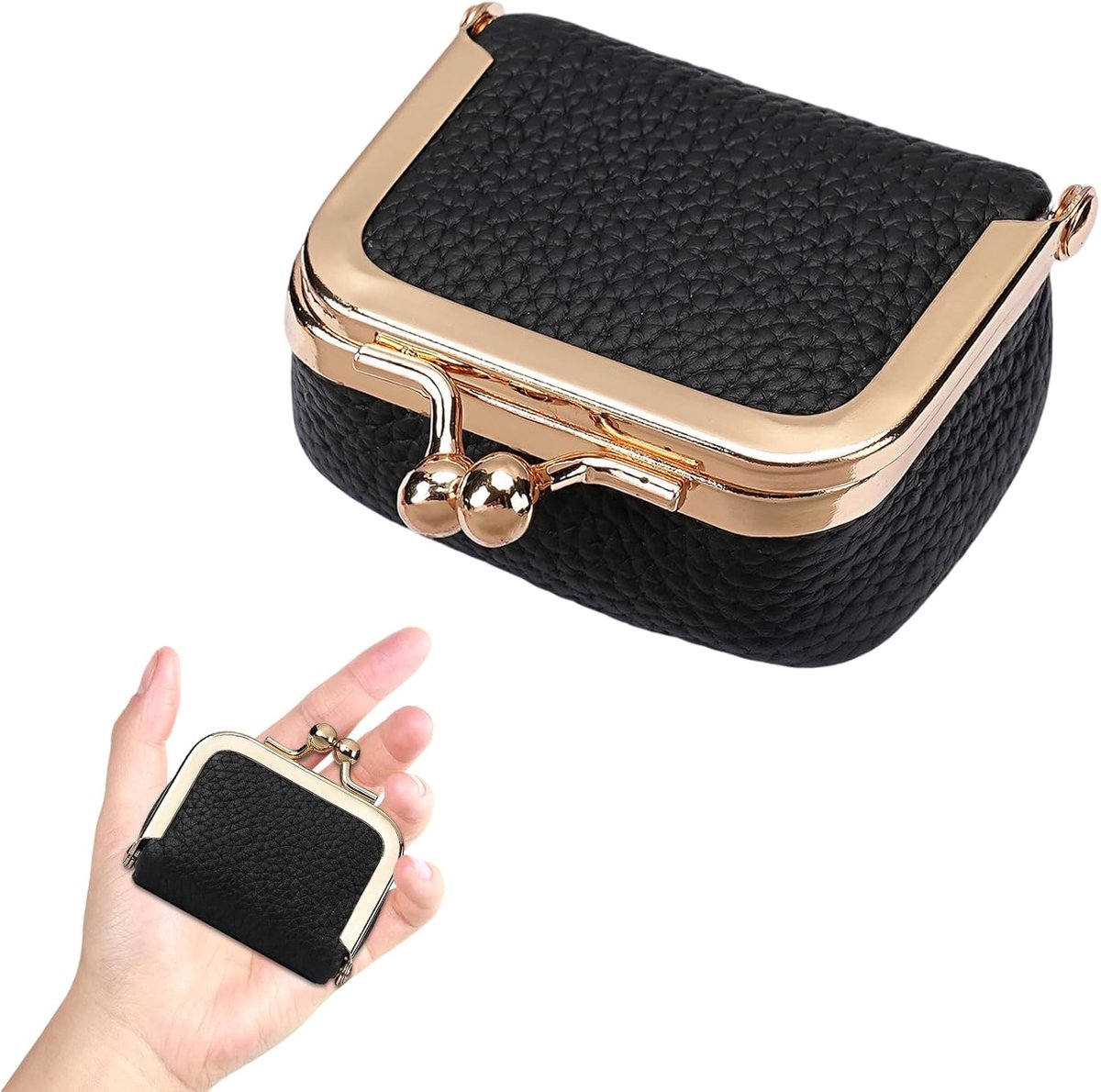 Sieradenbox klein - Echte leren mini sieradenbox - Kiss clasp ontwerp - Ideaal voor onderweg - ShopVlot