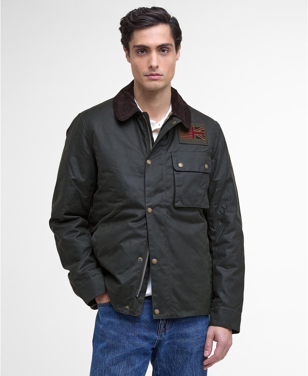Barbour International Workers Waxjas Sage – Heren Outdoor jassen Groen