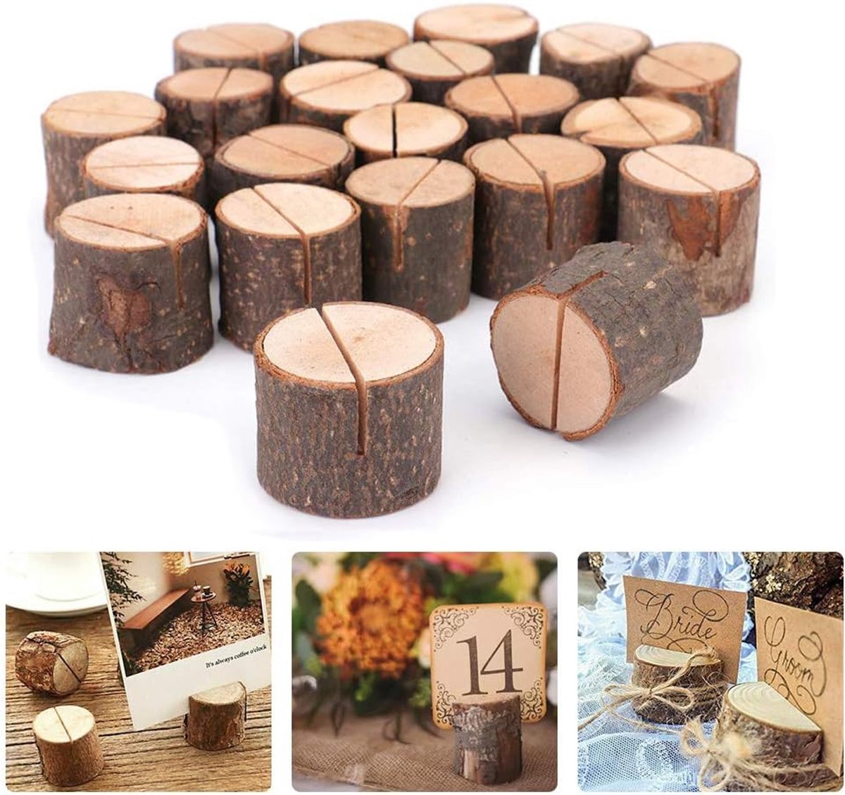 Houten naamkaart houders 20 stuks - rustiek - stevige basis - ideaal voor bruiloften - ShopVlot