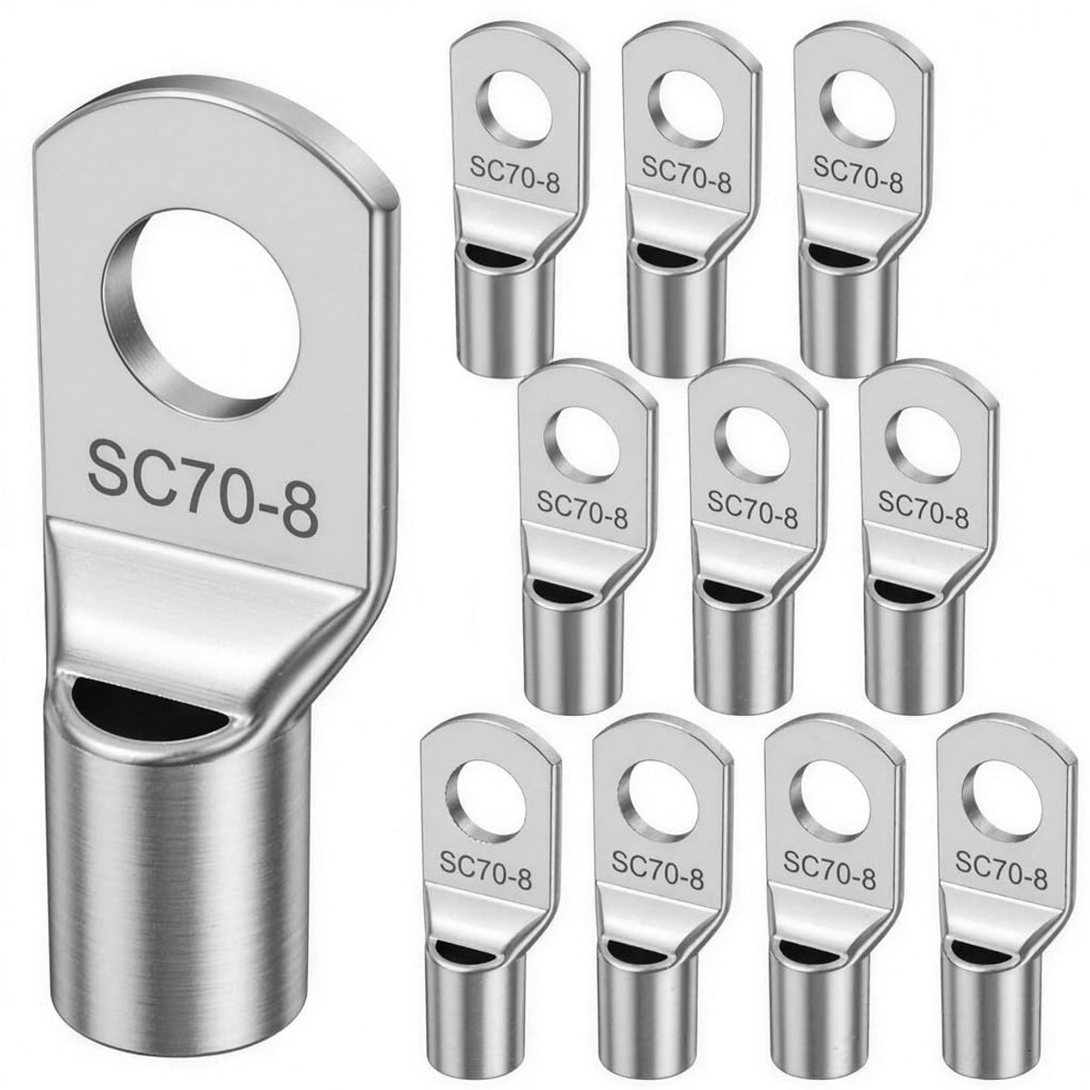 Tubulaire kabelschoenen 70 mm² - M8 crimp - Koperen oog - Geschikt voor elektrische projecten - ShopVlot
