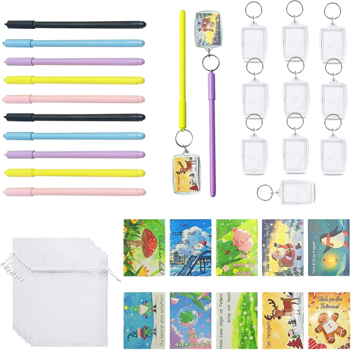 Kerstpen set 40-delig - 10 kerstgelpennen - 10 motivatiekaarten - perfect voor schoolgift - ShopVlot