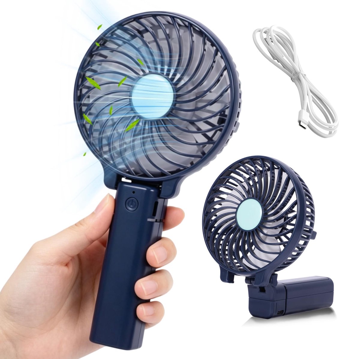 Handventilator mini - 180 graden opvouwbaar - oplaadbaar - ideaal voor kantoor en reizen - ShopVlot