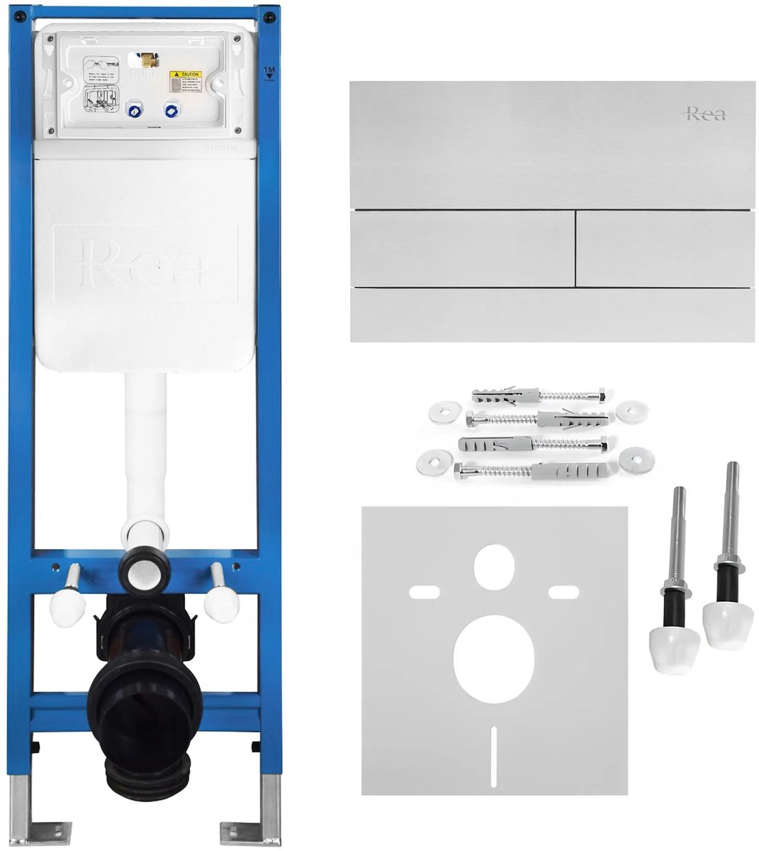Rea - Inbouwframe Set Voor Wc Slim 024n Met T Brush Steel Bedieningsplaat - 22 x 35,2 x 106,2 cm