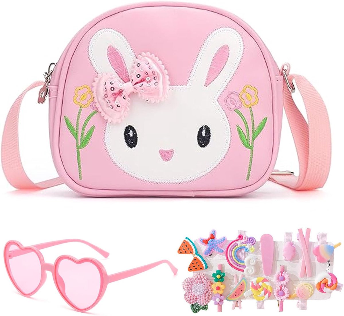 Kindertas Handtas met 1 Roze Zonnebril - PU Leer - Schattige Konijn Design - Ideaal voor Kinderen - ShopVlot