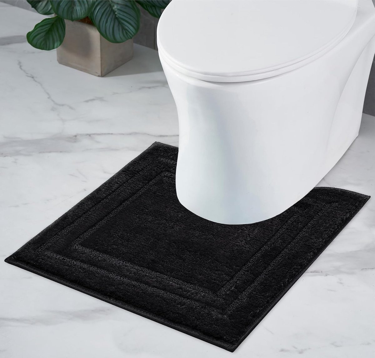Badmat 45x45 cm - Zwart - Anti-slip - Super absorberend en machinewasbaar - ShopVlot