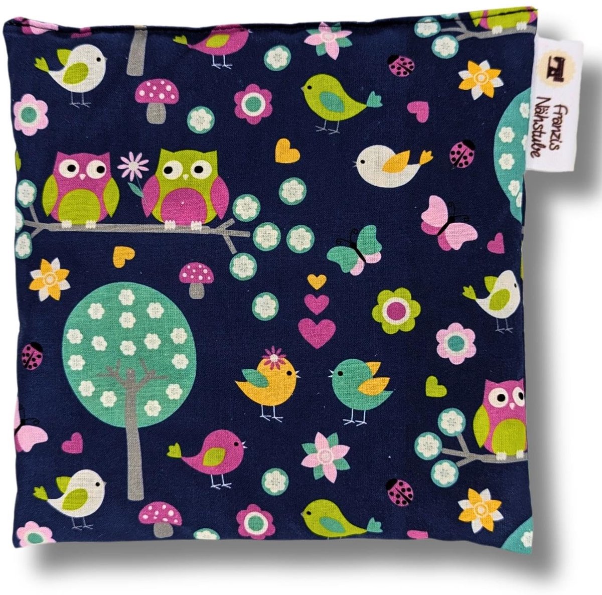 Kersenpitkussen 20 x 20 cm - blauwe uil - warmte- en koudetherapie - ontspanning voor lichaam en geest - ShopVlot