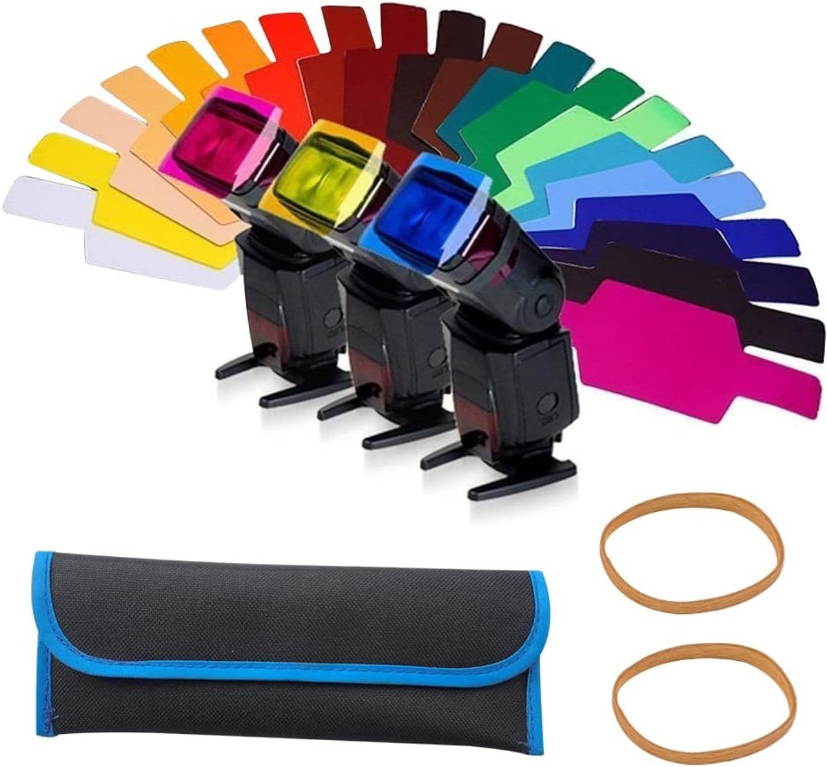 Flash Gels Filter 20 Stuks - Kleurfilters voor LED Video Licht - Inclusief Rubber Bands en Tas - ShopVlot